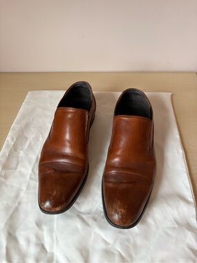 Kenneth Cole Men's Brown Leather Slip-On Dress Shoes